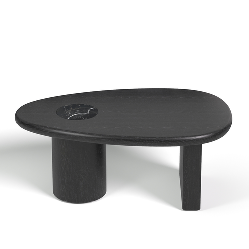 Premium Interiors - Salontafel MARSULA - multiplex en marmer zwart marmer en zwarte voet 100cm