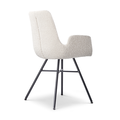 Nolon Noa-Eef Eetkamerstoel Bouclé Beige - met Armleuning - Zwart