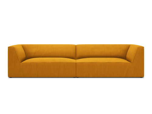 Micadoni Bank Ruby 4-zits, ribfluwelen, geel - 93x302x69cm