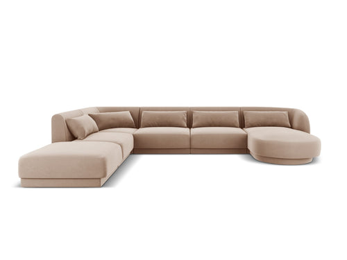 Cosmopolitan Design Panoramische hoekbank links Tulum 6-zits, flueel, beige - 255x330x70cm