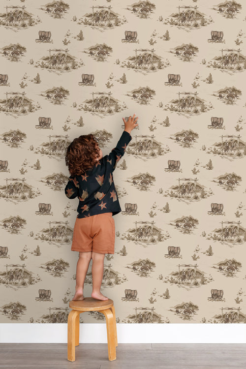 ESTAhome behang cowboys donker beige - 50 x 900 cm - 131410 - vtwonen shop