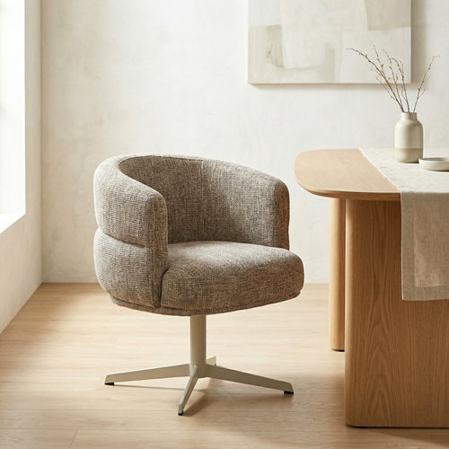DÉJA Living Eetkamerstoel Coria - Taupe/Beige - Draaibaar - Set van 2