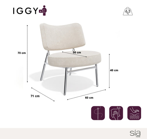 Sia Home -  IGGY - Fluweel weefsel - Crème - 60cm - vtwonen shop