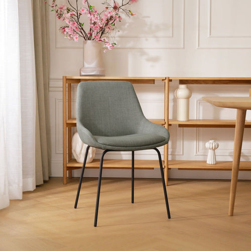 Nolon Nora-Isa Eetkamerstoel Saliegroen - Stof - Zwart Onderstel - vtwonen shop