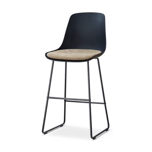 Nolon Nino-Liv Barkruk Zwart met Nougatbruin Zitkussen Zwart Onderstel 75 Cm