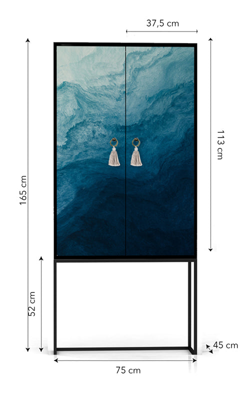 Kast dressoir met 2 deuren van MDF met Blauwe oceaan patroon - vtwonen shop