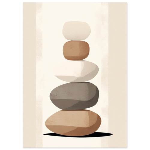 Artfulprints Poster Stacked stones   - 50x70 cm - Taupe