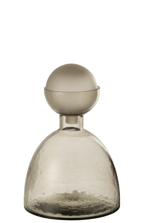 J-Line vaas Fles + Dop Yara - glas - grijs - small - Ø 20 cm - vtwonen shop