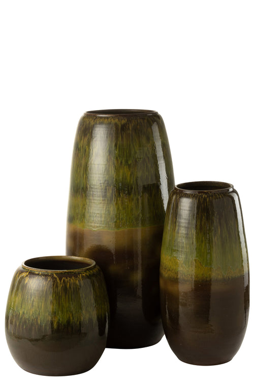J-Line vaas Olijf - keramiek - groen - large - 89 cm hoog