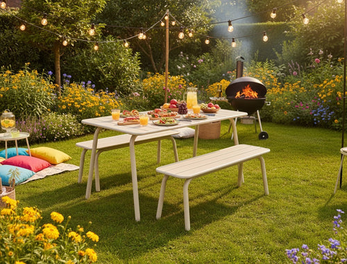 MaximaVida metalen tuinbank Max 120 cm ivoor - zonder rugleuning - vtwonen shop