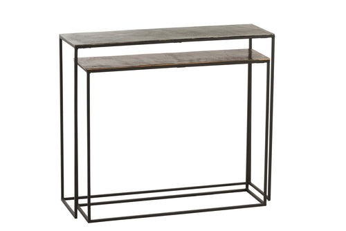 J-Line console Rechthoekig - aluminium - zwart/mix - 2 stuks