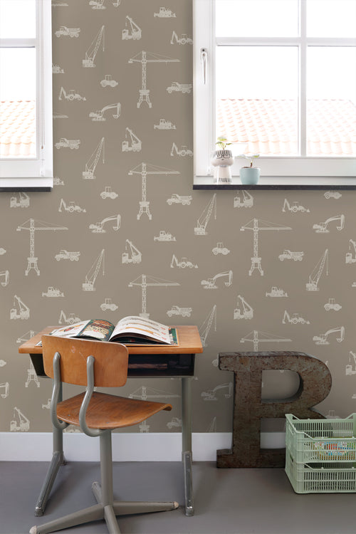 ESTAhome behang voertuigen taupe - 53 cm x 10.05 m - 139970