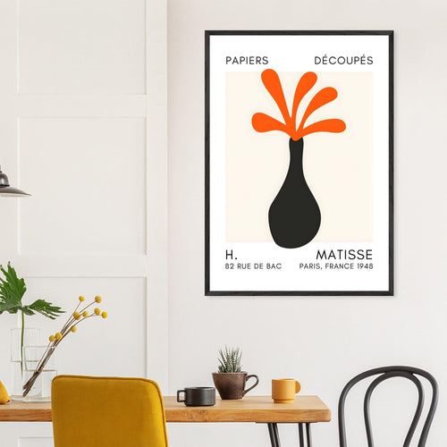 Artfulprints Poster Matisse - Ocean flower orange   - A4 21x29.7 cm - Oranje