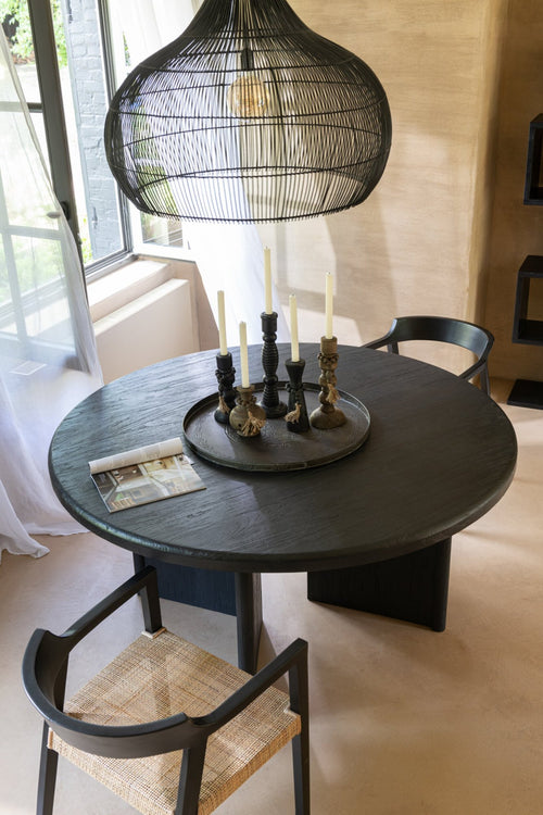 J-Line tafel Rond - hout - zwart