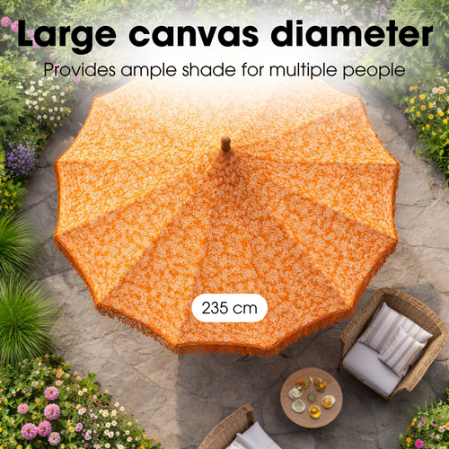 Mica Decorations Kelly Parasol met Draagtas - Stokparasol 238 x Ø235 cm - Tuin of Balkonparasol - Polyester, Staal - Oranje