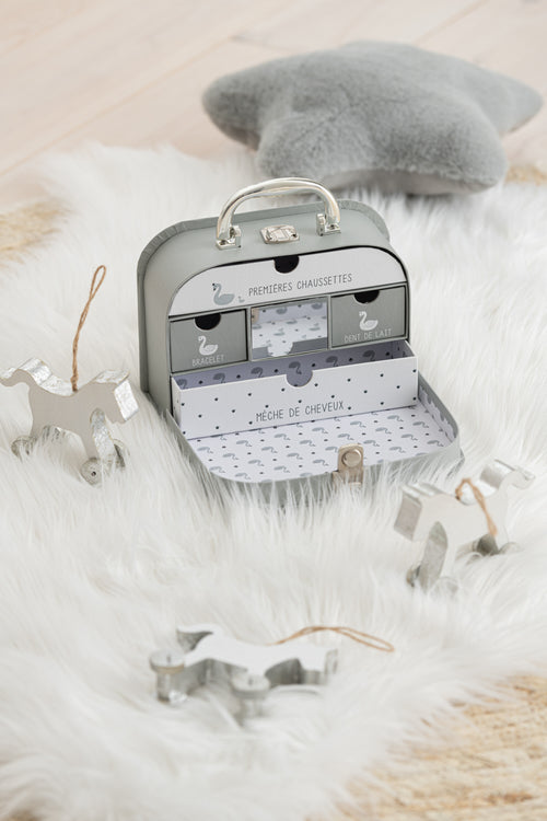 J-Line hanger Paard - hout - wit/zilver - 4 stuks