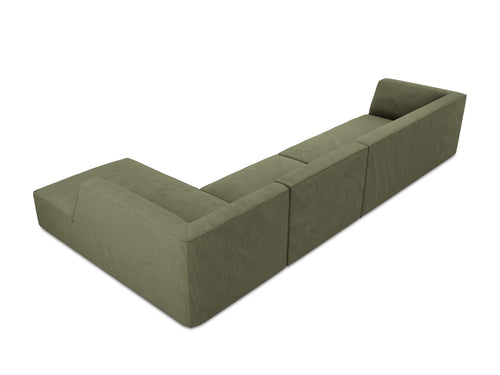 Micadoni rechter hoekbank Ruby 5-zits, ribfluwelen, groente - 180x366x69cm