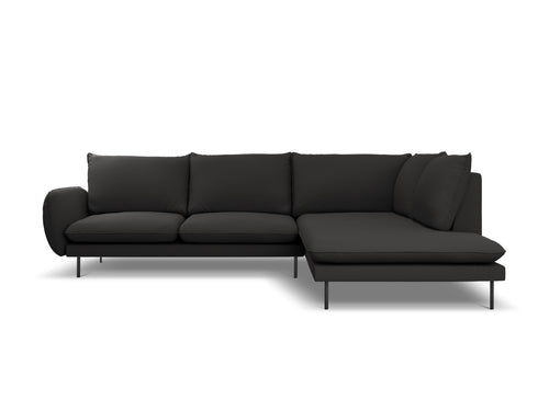 Cosmopolitan Design rechter hoekbank Vienna 6-zits, boucle, zwart - 185x275x95cm