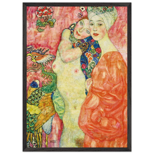Artfulprints Poster met Lijst Gustav Klimt - The women friends   - 50x70 cm - Roze