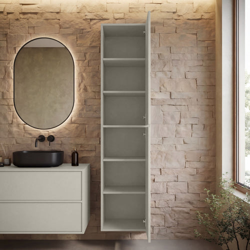 Badplaats Badkamerkast Mali 38 x 33 x 160 cm - Beige - Hangende Kolomkast met 2 Deuren