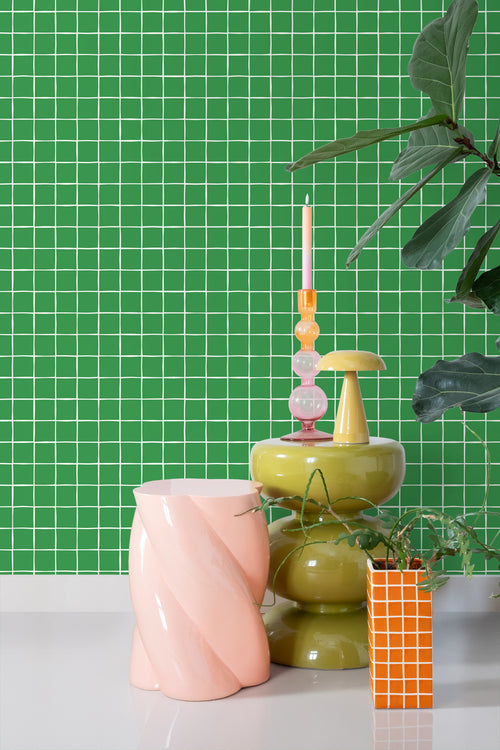 ESTAhome behang geblokt motief groen - 50 x 900 cm - 131267 - vtwonen shop