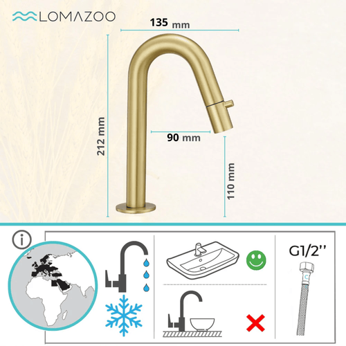 LOMAZOO fonteinkraan Roma - koud water - goud