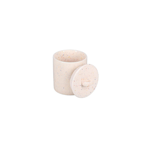Ona - Voorraadpot 11xH14,5cm met deksel beige Fika