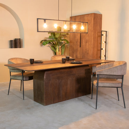 LABEL51 Eettafel Owen - Donkerbruin Mangohout - 200x100x76cm