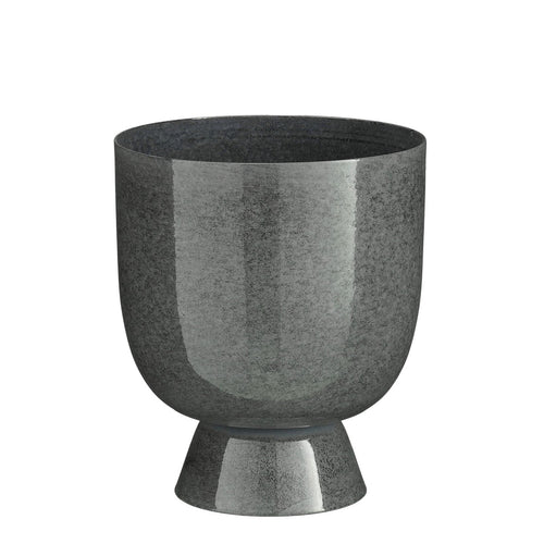 Mica Decorations James Bloempot op Standaard - H22 x Ø19 cm - Metaal - Grijs