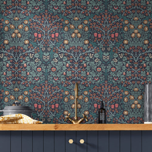 William Morris at Home vliesbehang Blackthorn Navy - vtwonen shop