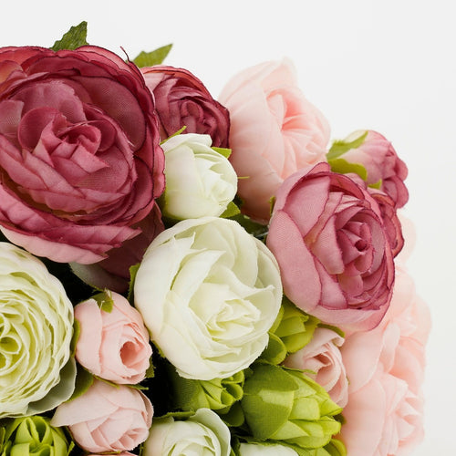 Mica Decorations Ranonkels Kunstbloemen Boeket - H35 x Ø26 cm - Roze