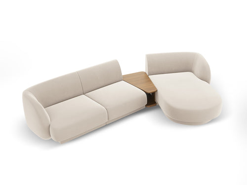 Micadoni Rechte modulaire bank Miley 3-zits, flueel, lichtbeige - 178x303x70cm