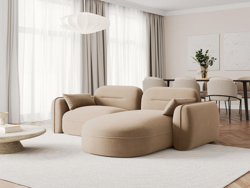 Cosmopolitan Design Modulaire hoekbank rechts Sydney 3-zits, flueel, zand - 165x230x70cm