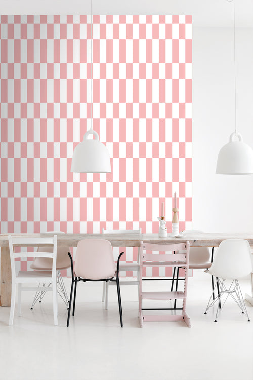 ESTAhome behang streep roze en wit - 50 x 900 cm - 130918
