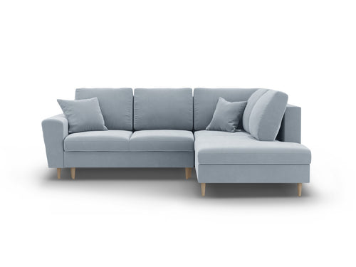 Cosmopolitan Design Converteerbare hoekbank rechts met opbergdoos Kyoto 5-zits, flueel lichtblauw - 194x243x88cm