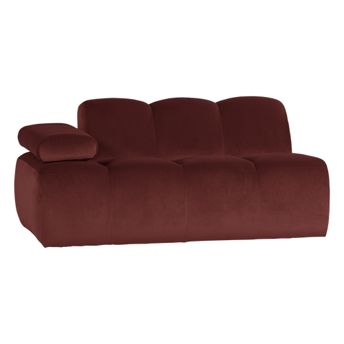 WOOOD 1,5-zits bank arm links Mojo - Velvet - Kastanjebruin - 74x164x97