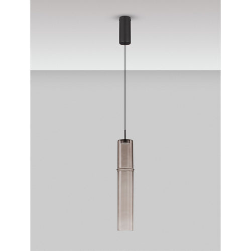 Nova Luce SANO Slanke hanglamp voor aan het plafond, matzwart, mokkabruin, LED 3W 180lm 3000K