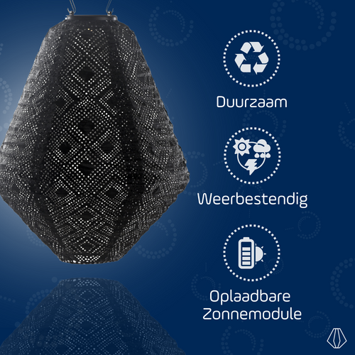 Lumiz solar lampion - mosaic can - 30 cm - zwart