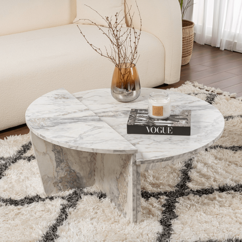 Calicosy - ORION Set van 2 salontafels - Licht hout - 90x90x35 cm