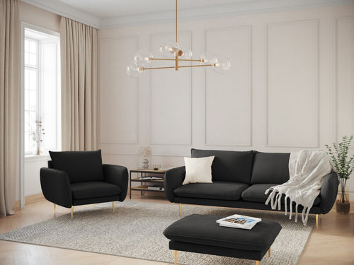 Cosmopolitan Design Bank Vienna 3-zits, boucle, zwart - 92x200x95cm