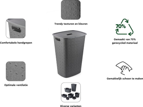 Curver Softex Wasbox - 56L - 43,8x34x59,9cm - Antraciet - vtwonen shop