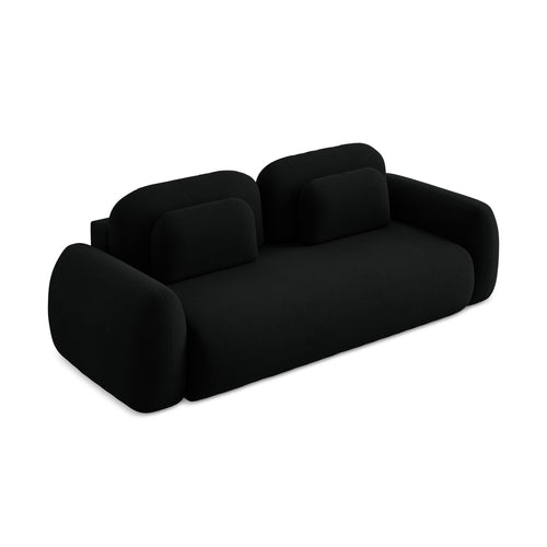 LaMiaSofa 3-zits slaapbank Ferretti - bouclé - zwart - 266x121x95