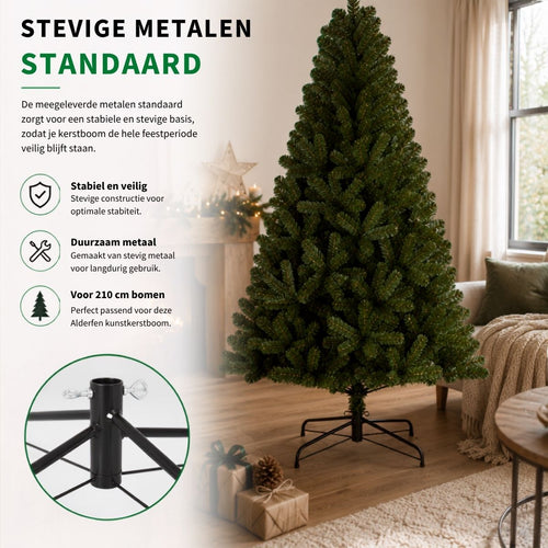 Black Box Trees Alderfen Kunstkerstboom H210 x Ø137 cm - Kerstboom Kunstkerstboom 771 Tips - Kunstboom met Standaard - Groen