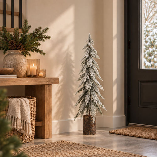 Mica Decorations Decoratieboom Groen Frosted - Kerstboom met Frosted Sneeuwlook - Kerstversiering voor Kleinere Ruimtes - Kunstboom Sfeermaker - H95 x