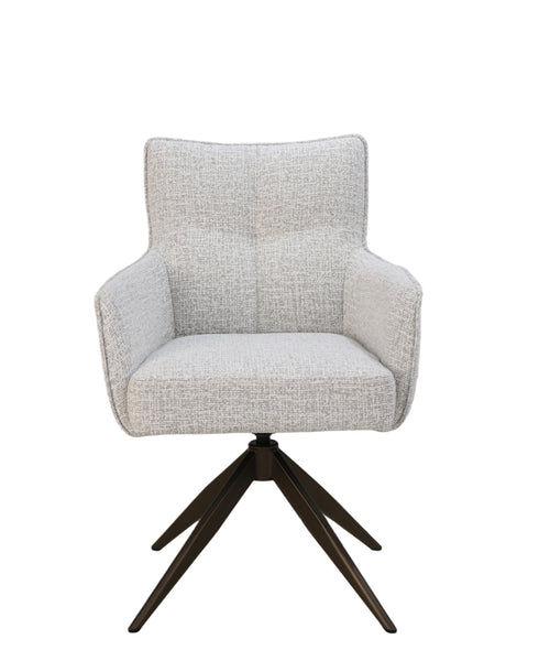 Giga Meubel Eetkamerstoel Bruce Beige - Draaibaar - Armleuning - Stof - Set van 2