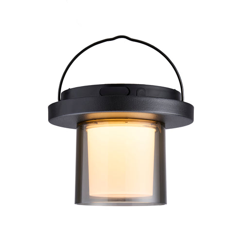 Lighto | Tafellamp zwart met rookglas solar voor buiten | Dimbaar | Oplaadbaar | Werkt op zonne-energie