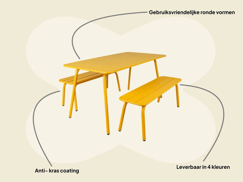 MaximaVida metalen picknickset Max 150 cm okergeel – 3-delig