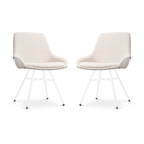 Nolon Noa-Isa Eetkamerstoelen Set van 2 - Bouclé Beige - Wit