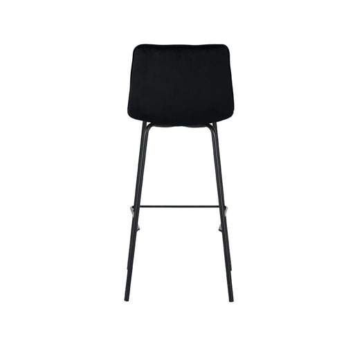 LABEL51 Barkruk Bistro - Zwart Velvet - Zithoogte 78cm - Set van 2