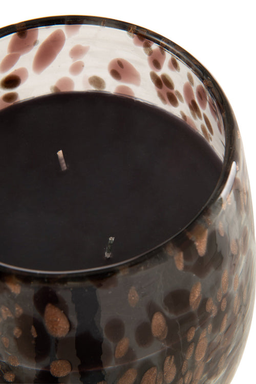 J-Line geurkaars Mia - Leather & Leaves - glas - zwart/mix - medium - 120U